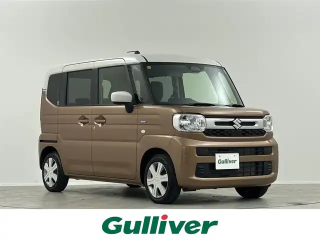 スズキ スペーシア HYBRID X 埼玉県 2023(令5)年 0.1万km オレンジ ツートーンルーフ　デュアルセンサーブレーキサポート　（衝突被害軽減ブレーキ）　両側パワースライドドア　スマート　プッシュスタート　ＬＥＤヘッドライト　オートライト