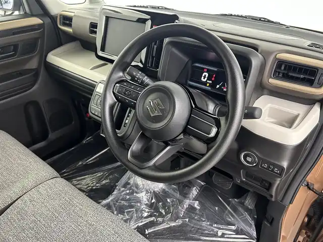 スズキ スペーシア HYBRID X 埼玉県 2023(令5)年 0.1万km オレンジ ツートーンルーフ　デュアルセンサーブレーキサポート　（衝突被害軽減ブレーキ）　両側パワースライドドア　スマート　プッシュスタート　ＬＥＤヘッドライト　オートライト