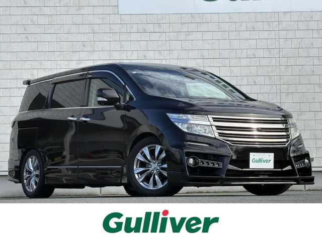 日産 エルグランド ライダー 黒本革 パワーシート 岩手県 2010(平22)年 8.1万km ファントムブラック 4WD/ツインサンルーフ/社外エアロ/社外足回り/社外テールランプ/スポーツマフラー（車検適合）/純正フリップダウンモニター/パワーバックドア/両側パワースライドドア/日産メーカーナビ/全周囲カメラ/前席シートヒーター/〇プッシュスタート/〇ドアバイザー/〇フロアマット/〇電動格納ミラー/オートライト/フォグライト/ETC/前方ドライブレコーダー/スペアキー（1本）