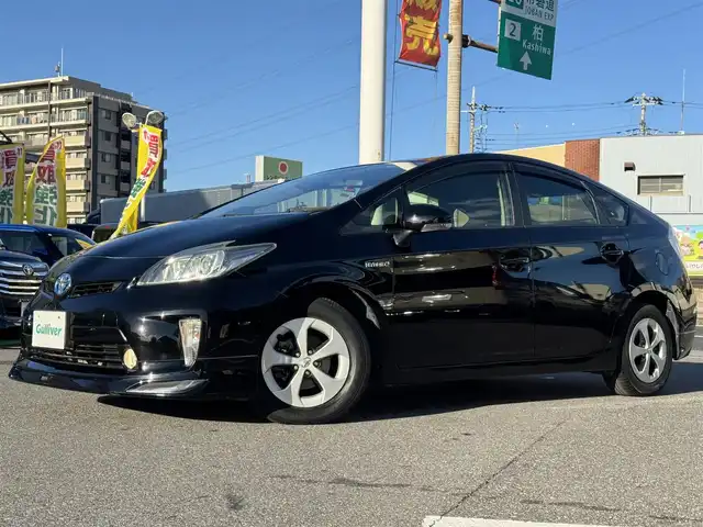 トヨタ プリウス S 千葉県 2014(平26)年 3.5万km ブラック ワンオーナー車/純正8インチナビ/フルセグTV/Bluetooth/バックカメラ/フロントモデリスタエアロ/HIDライト/ETC/W＋サイドエアバッグ/スマートキー/保証書・取説