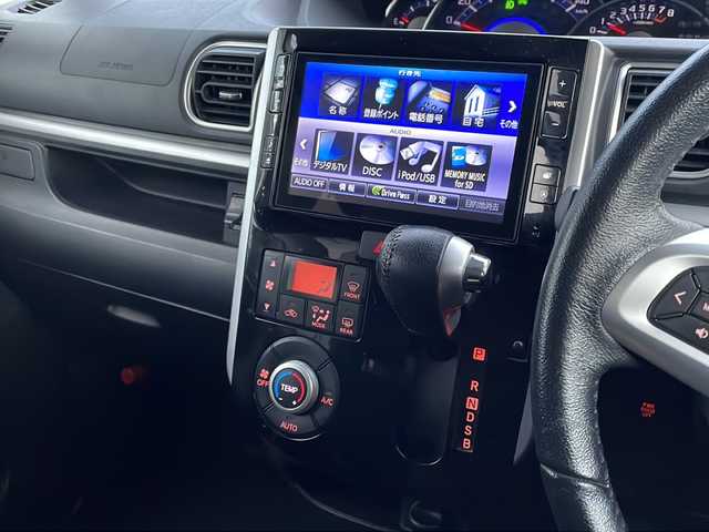 ダイハツ タント カスタム RS SAⅡ 福島県 2015(平27)年 5.4万km パールホワイトⅢ 4WD ターボ 純正ナビ フルセグTV バックカメラ 両側パワースライドドア ETC 衝突軽減ブレーキ HIDヘッドライト フォグランプ オートライト 横滑り防止装置 スマートキー