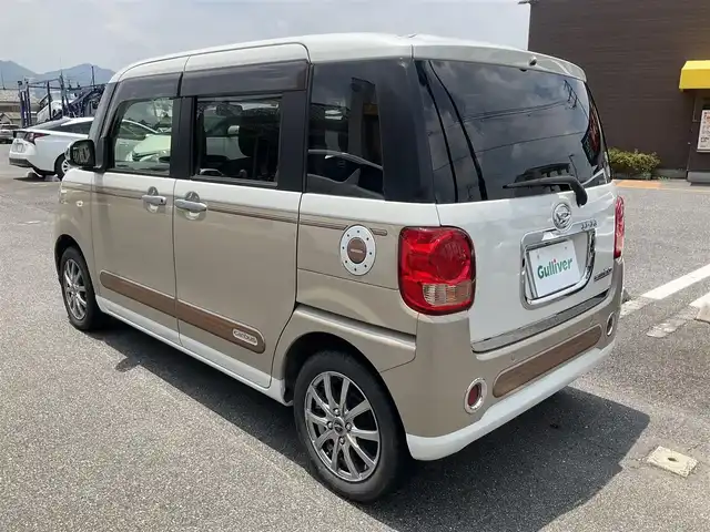 ダイハツ ムーヴ キャンバス X SA Ⅲ 滋賀県 2018(平30)年 5.8万km パールホワイトⅢ/ナチュラルベージュマイカメタリック 2トーン スマートアシストIII/デカールバック（ウッド調）/メックパック/・ドアミラーガーニッシュ/・フロントエンブレムガーニッシュ/パナソニック7インチナビ/Bluetooth、CD、DVD、フルセグテレビ/バックカメラ/両側スライドドア/ETC/前ドライブレコーダー/純正フロアマット/スペアキー有り/取扱説明書/保証書