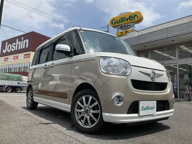 ダイハツ ムーヴ キャンバス X SA Ⅲ 滋賀県 2018(平30)年 5.8万km パールホワイトⅢ/ナチュラルベージュマイカメタリック 2トーン スマートアシストIII/デカールバック（ウッド調）/メックパック/・ドアミラーガーニッシュ/・フロントエンブレムガーニッシュ/パナソニック7インチナビ/Bluetooth、CD、DVD、フルセグテレビ/バックカメラ/両側スライドドア/ETC/前ドライブレコーダー/純正フロアマット/スペアキー有り/取扱説明書/保証書