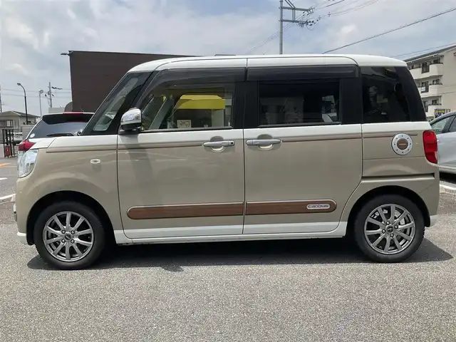 ダイハツ ムーヴ キャンバス X SA Ⅲ 滋賀県 2018(平30)年 5.8万km パールホワイトⅢ/ナチュラルベージュマイカメタリック 2トーン スマートアシストIII/デカールバック（ウッド調）/メックパック/・ドアミラーガーニッシュ/・フロントエンブレムガーニッシュ/パナソニック7インチナビ/Bluetooth、CD、DVD、フルセグテレビ/バックカメラ/両側スライドドア/ETC/前ドライブレコーダー/純正フロアマット/スペアキー有り/取扱説明書/保証書