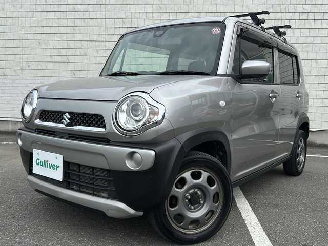 スズキ ハスラー G ターボ 秋田県 2018(平30)年 5.6万km スチールシルバーM ・4WD/・ターボ/・社外ナビ/・フルセグTV/・Bluetooth/・CD、DVD再生機能有/・社外ETC/・レーダーブレーキサポート/・アイドリングストップ/・キノセンヘッドランプ/・オートライト/・純正15インチスチールホイール/・シートヒーター/・純正フロアマット/・スマートキー/・スペアキー１本有