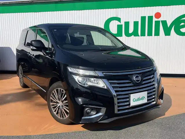 日産 エルグランド 250ハイウェイスターS 三重県 2015(平27)年 12.5万km ファントムブラック ワンオーナー/純正8インチナビMM514D-L/フリップダウンモニター/両側パアースライドドア/バックドアオートクロージャー/クルーズコントロール/LEDヘッドランプ/ハーフレザーシート/18インチアルミホイール