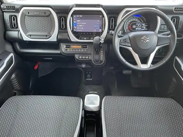 スズキ ハスラー HYBRID X 長野県 2020(令2)年 4.2万km ブルーイッシュブラックパール3 純正ナビ（FM/AM、CD、DVD、BT、USB）/バック、全方位モニター/ワンセグテレビ/前席シートヒーター/前後コーナーセンサー/レーンキープアシスト/ダウンヒルアシスト/盗難防止装置/横滑り防止装置/衝突軽減システム/ダブルサイドエアバック/カーテンエアバック/LEDオートライト/アイドリングストップ/スペアキー（１本）/純正フロアマット/純正１５AW/保証書、取扱説明書