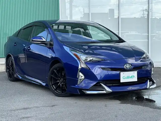 トヨタ プリウス A ツーリングセレクション 福岡県 2017(平29)年 8万km ダークブルーマイカM プッシュスタートボタン/スマートキー/クルーズコントロール/HDDナビ/Bluetoothオーディオ/USB接続/フルセグTV/バックカメラ/ビルトインETC/前方ドライブレコーダー/レザーシート/運転席・助手席シートヒーター/モデリスタエアロ/社外アルミホイール/レーンキープアシスト/コーナーセンサー前後/LEDヘッドライト/ハイビームアシスト/レーダー探知機搭載