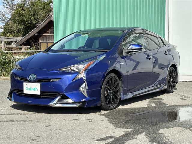 トヨタ プリウス A ツーリングセレクション 広島県 2017(平29)年 8万km ダークブルーマイカM プッシュスタートボタン/スマートキー/クルーズコントロール/HDDナビ/Bluetoothオーディオ/USB接続/フルセグTV/バックカメラ/ビルトインETC/前方ドライブレコーダー/レザーシート/運転席・助手席シートヒーター/モデリスタエアロ/社外アルミホイール/レーンキープアシスト/コーナーセンサー前後/LEDヘッドライト/ハイビームアシスト/レーダー探知機搭載