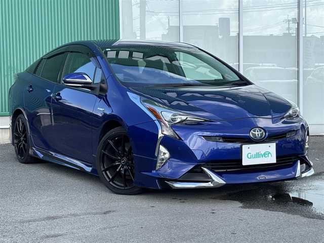 トヨタ プリウス A ツーリングセレクション 広島県 2017(平29)年 8万km ダークブルーマイカM プッシュスタートボタン/スマートキー/クルーズコントロール/HDDナビ/Bluetoothオーディオ/USB接続/フルセグTV/バックカメラ/ビルトインETC/前方ドライブレコーダー/レザーシート/運転席・助手席シートヒーター/モデリスタエアロ/社外アルミホイール/レーンキープアシスト/コーナーセンサー前後/LEDヘッドライト/ハイビームアシスト/レーダー探知機搭載