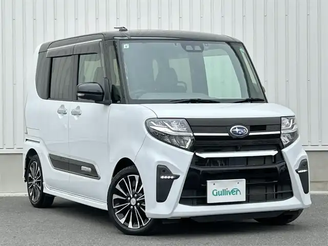 スバル シフォン カスタムRS スマートアシスト 群馬県 2019(令1)年 0.9万km ブラックマイカメタリック/シャイニングホワイトパール 純正ナビ（FM/AM/TV/BT/CD）/スマートアシスト/・衝突警報機能/・衝突回避支援ブレーキ機能/・ブレーキ制御付き誤発進抑制機能/・先行車発進お知らせ機能/・標識認証機能/・全車速追従機能付ACC/・レーンキープコントロール/・ハイビームアシスト/スマートパノラマパーキングアシスト/両側パワースライドドア/純正ドライブレコーダー/バックカメラ/スペアキー/横滑り防止装置/ETC/ステアリングスイッチ/革巻きステアリング/オートライト