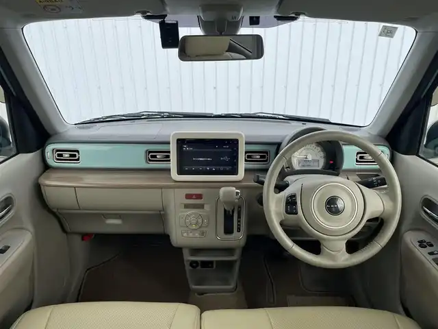 スズキ ラパン X 滋賀県 2017(平29)年 5.5万km フレンチミントパールメタリック 純正ナビ/(Bluetooth/フルセグ/CD/DVD)/衝突軽減ブレーキ/アラウンドビューモニター/アイドリングストップ/D席シートヒーター/ビルトインETC/ドアバイザー/純正ドライブレコーダー/スペアキー/USB