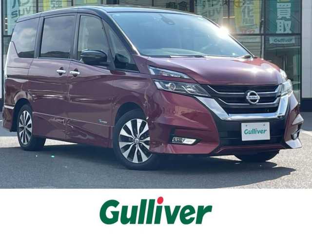 日産 セレナ ハイウェイスター プロパイロットED 岡山県 2016(平28)年 11.4万km マルーンレッド 2トーン 登録時走行距離：113896km/禁煙車/プロパイロット/快適パック/ハンズフリーオートスライドドア/純正メモリナビ(MM-516D-L)/　(CD/DVD/フルセグTV/Bluetooth)/フリップダウンモニター/バックビューモニター/クルーズコントロール(追従走行あり)/衝突被害軽減システム/車線逸脱警報（レーンキープアシスト）/コーナーセンサー/ドライブレコーダー/ビルトインETC/両側パワースライドドア/革巻きステアリング/ステアリングスイッチ/純正LEDヘッドライト/フォグライト/オートライト/プッシュスタート/スマートキー/スペアキー/アイドリングストップ/純正アルミホイール 16インチ/ロールサンシェード/ウインカーミラー/電動格納ミラー/純正フロアマット/横滑防止装置/盗難防止装置/保証書/取扱説明書