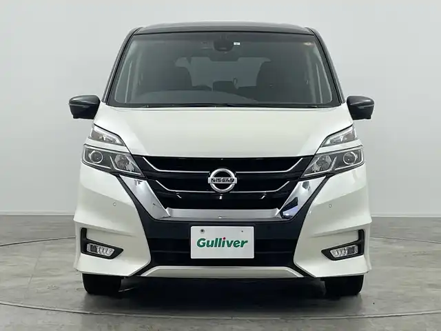 日産 セレナ ハイウェイスター G 群馬県 2017(平29)年 9.7万km ブリリアントホワイトパール 2トーン 純正９型ナビ　純正１１型後席モニター　アダプティブクルーズコントロール　全周囲カメラ　レーンキープアシスト　衝突被害軽減ブレーキ　両側パワースライドドア　ドライブレコーダー　ＥＴＣ　ＬＥＤ　禁煙車