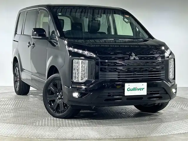 三菱 デリカＤ：５ ブラックエディション 神奈川県 2025(令7)年 0.2万km 黒 4WD/社外アルパイン11型メモリーナビゲーション【EX11NX】/フルセグ　Bluetooth　CD DVD　USB　AUX　AM FM SD　HDMI/純正アラウンドビューモニター【自動防眩ルームミラー】/両側電動スライドドア/電動サイドステップ/パワーパックドア/e-Assisth/衝突被害軽減ブレーキシステム/車線逸脱警報システム/レーダークルーズコントロール/オートマチックハイビーム/誤発進抑制機能/後側方車両検知警報システム/後退時車両検知警報システム/オートストップ＆ゴー/革巻きステアリング/パドルシフト/ステアリングヒーター/レザーシート/運転席パワーシート/前席シートヒーター/2列目キャプテンシート/アクセサリーコンセント【フロアコンソール後方】/リアクーラー/リアヒーター/3列目ヒーターダクト/プッシュスタート/スマートキー/LEDヘッドランプ/LEDフロントフォグランプ/オートライト/純正18インチアルミホイール/純正フロアマット