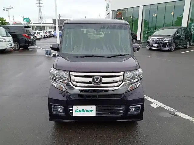 ホンダ Ｎ ＢＯＸ カスタム G ターボ Lパッケージ 福井県 2015(平27)年 7.7万km プレミアムベルベットパープル・パール 衝突被害軽減システム/ディーラーオプションナビ（VXM-142VFi）/・（フルセグTV/CD/DVD/Bluetooth）/バックカメラ/ビルトインETC/パドルシフト/ステアリングスイッチ/両側パワースライドドア/オートLEDライト/電動格納ウィンカーミラー/純正フロアマット/スマートキー