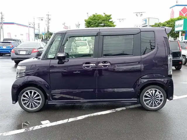 ホンダ Ｎ ＢＯＸ カスタム G ターボ Lパッケージ 福井県 2015(平27)年 7.7万km プレミアムベルベットパープル・パール 衝突被害軽減システム/ディーラーオプションナビ（VXM-142VFi）/・（フルセグTV/CD/DVD/Bluetooth）/バックカメラ/ビルトインETC/パドルシフト/ステアリングスイッチ/両側パワースライドドア/オートLEDライト/電動格納ウィンカーミラー/純正フロアマット/スマートキー