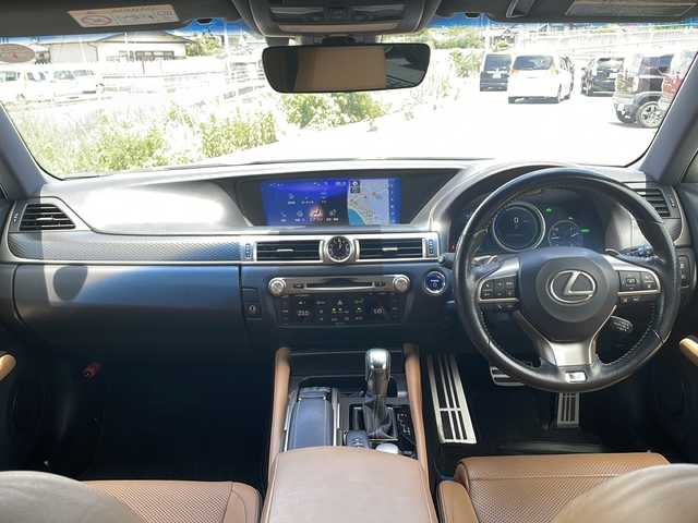 レクサス ＧＳ 450h Fスポーツ 山口県 2016(平28)年 10.5万km ホワイトノーヴァガラスフレーク 純正ＨＤＤナビ　/茶色レザーシート　/電動リアゲート　/前席パワーシート　/前席シートヒーター　/レーンキープアシスト　/クルーズコントロール　/ブラインドスポットモニター　/前後コーナーセンサー　/フルセグテレビ/バックカメラ/ＥＴＣ