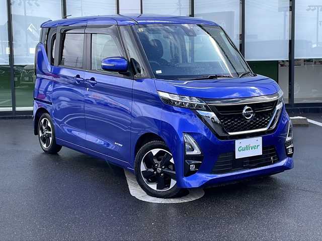 日産 ルークス ハイウェイスター X 岐阜県 2020(令2)年 1.8万km アトランティックブルー 純正ナビ　/フルセグTV　/片側パワスラ/USB入力端子　/ETC　/ドライブレコーダー　/プッシュスタート　/スマートキー　/LEDヘッドライト　/フォグライト　/ドアバイザー　/純正フロアマット