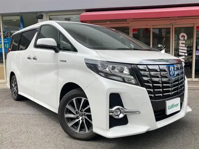 トヨタ アルファードハイブリット SR 長崎県 2017(平29)年 7.1万km ホワイトパールクリスタルシャイン フリップダウンモニター/両側パワースライドドア/ハーフレザーシート/ディーラーOP・SDナビ【NSZN-Z66T】/(Bluetooth接続・フルセグTV・DVD再生)/バックカメラ/ビルトインETC/パワーシート/オットマンシート/クルーズコントロール/ウッドコンビステアリング/ステアリングスイッチ/LEDオートヘッドライト/フォグライト/電子パーキング/オートホールド機能/nanoe/ALLオートパワーウィンドウ