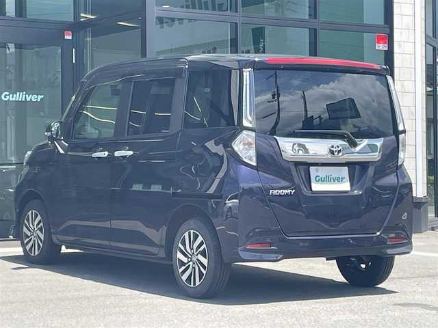 トヨタ ルーミー カスタムG 愛媛県 2022(令4)年 2.7万km クールバイオレットクリスタルシャイン 純正9インチディスプレイオーディオ　/AppleCarPlay/BT/フルセグ/バックカメラ/両側電動スライド　　/トヨタセーフティセンス/レーダークルーズコントロール　　/衝突被害軽減装置/車線逸脱防止装置/前後コーナーセンサー/電動パーキングブレーキ/AutoHold/ドライブレコーダー　/LEDへッドライト　/アイドリングストップ/純正ドアバイザー/電格ミラー/シガーソケット/ISOFIX/現状サマー(純正AW)(165/65/R14)/GOODYEAR effecientgrip