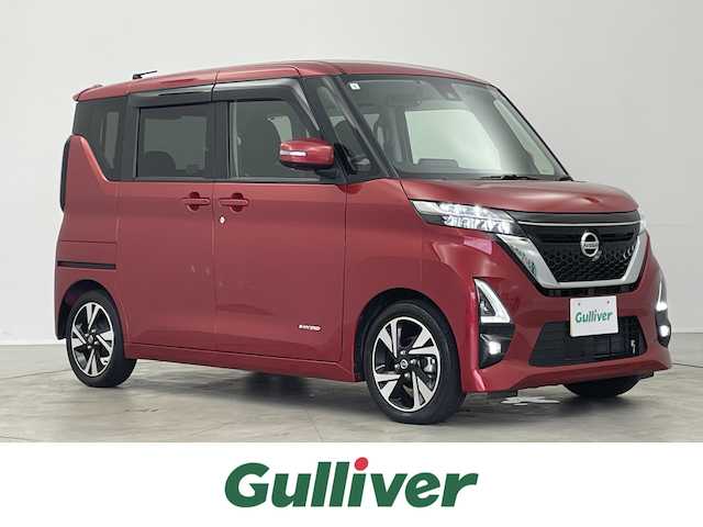 日産 ルークス ハイウェイスター Gターボ 埼玉県 2021(令3)年 1.3万km スパークリングレッドM 純正９インチナビ　アラウンドビューモニター　両側電動スライド　LEDヘッドライト　オートライト  オートマッチクハイビーム　サーキュレーター　純正アルミホイール　CD DVD Bluetooth