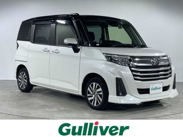 トヨタ ルーミー カスタムG 福岡県 2022(令4)年 2.3万km ブラックマイカメタリック/パールホワイト2トーン 純正９インチディスプレイオーディオ/(Bluetooth/USB/Apple Car Play/Android Auto/フルセグTV)/バックカメラ/クリアランスソナー/レーダークルーズコントロール/両側パワースライドドア/前後ドライブレコーダー/ETC/シートヒーター/電子パーキングブレーキ/オートライト/オートハイビーム/LEDヘッドライト