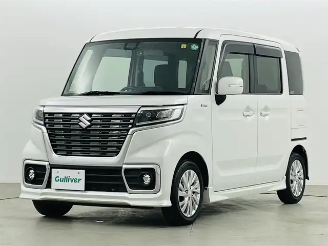 スズキ スペーシア カスタム HYBRID GS 福島県 2018(平30)年 4.4万km ピュアホワイトP スズキセーフティーサポート/・車線逸脱警報/・衝突軽減ブレーキ/社外メモリナビ/【AM/FM/DVD/CD/Bluetooth/フルセグ】/型番:AVIC-RL901/バックカメラ/ＥＴＣ/ドライブレコーダー/左側パワースライドドア/純正エアロ/純正１４inアルミホイール/オートライト/・ＬＥＤライト/・フォグランプ/スマートキー/・プッシュスタート/・スペアキー有/ウィンカーミラー/・電動格納ミラー/新車保証書/・取扱説明書