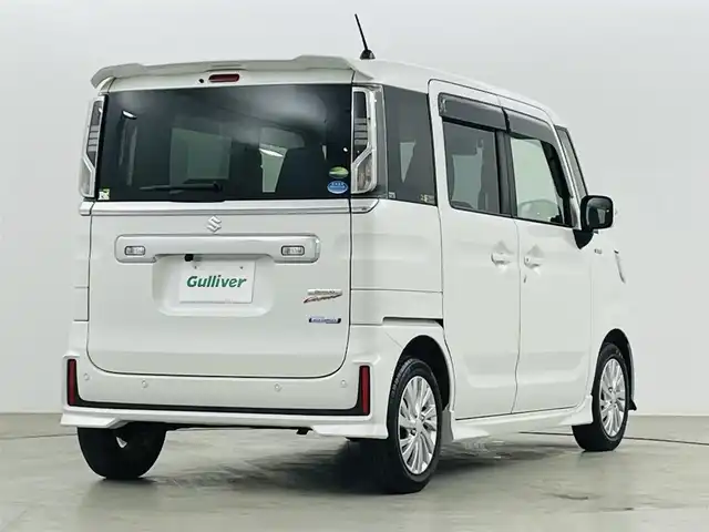 スズキ スペーシア カスタム HYBRID GS 福島県 2018(平30)年 4.4万km ピュアホワイトP スズキセーフティーサポート/・車線逸脱警報/・衝突軽減ブレーキ/社外メモリナビ/【AM/FM/DVD/CD/Bluetooth/フルセグ】/型番:AVIC-RL901/バックカメラ/ＥＴＣ/ドライブレコーダー/左側パワースライドドア/純正エアロ/純正１４inアルミホイール/オートライト/・ＬＥＤライト/・フォグランプ/スマートキー/・プッシュスタート/・スペアキー有/ウィンカーミラー/・電動格納ミラー/新車保証書/・取扱説明書