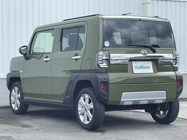 ダイハツ タフト G クロムベンチャー 愛媛県 2022(令4)年 0.8万km フォレストカーキメタリック ガラスルーフ/スマートアシスト/衝突被害軽減ブレーキ/レーンキープアシスト/ふらつき警報/コーナーセンサー/純正9インチナビ【NSZN-Y71DS】/　CD/DVD/Bluetooth/ワンセグ/全周囲/バックカメラ/前方ドライブレコーダー/ETC/前席シートヒーター/電子パーキングブレーキ/革巻きステアリング/ステアリングスイッチ/オートライト/LEDヘッドライト/電動格納ミラー/アームレスト(収納付)/フロアマット