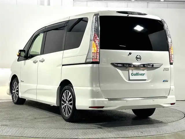 日産 セレナ HWS S HV Vエアロ+Sefty Aセーフ 大阪府 2015(平27)年 4.9万km ブリリアントホワイトパール 純正ナビ(フルセグ/DVD再生/Bluetooth) 360カメラ ETC 両側パワースライドドア 衝突軽減 クルコン クリアランスソナー レーンアシスト リアオートエアコン ドラレコ