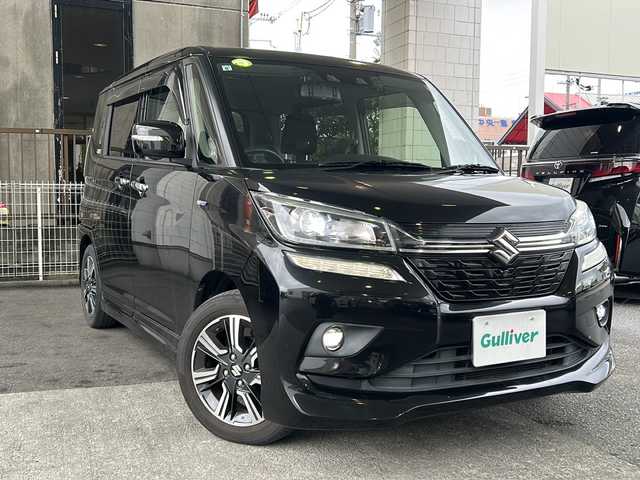 スズキ ソリオ バンディット HV MV 京都府 2019(令1)年 7.3万km スーパーブラックパール 社外7インチナビ/フルセグテレビ/アラウンドビューカメラ/Bluetooth/ワンオーナー/デジタルインナーミラー/ドライブレコーダー前後/パドルシフト/クルーズコントロール/両側パワースライドドア/ビルトインETC/レーンキープアシスト/電動格納ウィンカーミラー/禁煙車/フォグランプ/純正フロアマット