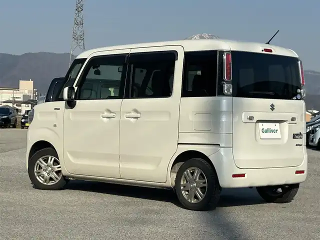 スズキ スペーシア HYBRID G 滋賀県 2019(平31)年 4.7万km ピュアホワイトP ワンオーナー/社外ナビ(AM/FM/BT)/ワンセグTV/ETC/ドライブレコーダー/衝突軽減ブレーキ/両側スライドドア/オートライト/チップアップシート/スマートキー/スペアキー/純正フロアマット/取扱説明書・保証書/純正ホイールキャップ付きスチールホイール(夏タイヤ)