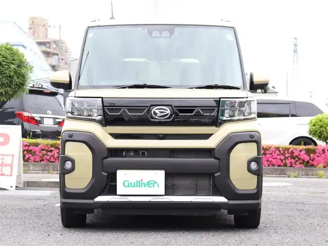 ダイハツ タント ファンクロスターボ 神奈川県 2024(令6)年 1.1万km サンドベージュメタリック ワンオーナー/前後ドライブレコーダー/メーカーOP ディスプレイオーディオ/全方位モニター/ETC/USB端子　HDMI端子/LEDヘッドライト/LEDフォグ/純正フロアマット/純正ドアバイザー/キーレス（スペア有り）＆プッシュスタート/保証書/取説（ナビ、車両）