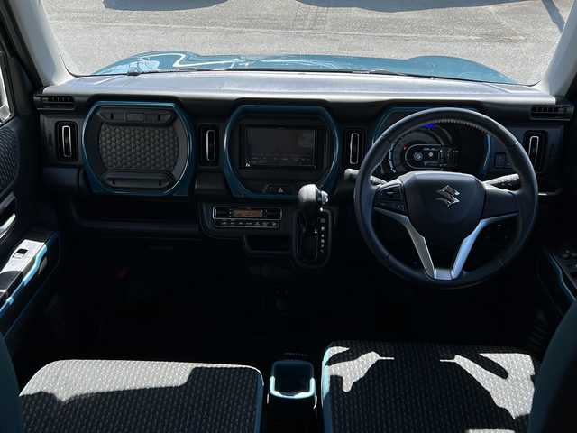 スズキ ハスラー HYBRID X 静岡県 2020(令2)年 4.7万km デニムブルー ガンメタリック 2トーン 社外ナビ/地デジTV/社外CD/DVD/Bluetooth/バックカメラ/衝突軽減ブレーキ/レーンキープアシスト/シートヒーター/LEDヘッドライト/純正15インチAW/スマートキー/ETC