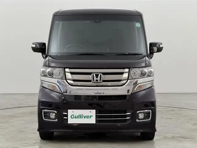 ホンダ Ｎ ＢＯＸ カスタム ターボ SSパッケージ 福岡県 2016(平28)年 7.6万km プレミアムベルベットパープル・パール ワンオーナー　/後席モニター　/純正８型ナビ　/バックカメラ　/ビルトインＥＴＣ　/前方ドラレコ　/クルーズコントロール　/パドルシフト　/シティブレーキアクティブシステム　/両側電動スライドドア　/ハーフレザーシート　/シートヒーター　