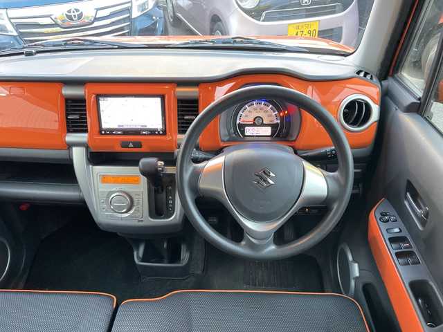 スズキ ハスラー G 神奈川県 2015(平27)年 2.2万km パッションオレンジマイカ/スペリアホワイト ワンオーナー/社外ナビ、フルセグTV/バックカメラ/衝突軽減ブレーキ/ETC/シートヒーター/アイドリングストップ/スマートキー×2/保証書、取説