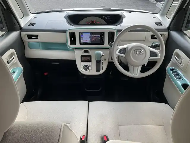 ダイハツ ムーヴ キャンバス X メイクアップ リミテッド SAⅢ 滋賀県 2019(平31)年 2.9万km パールホワイトⅢ/ファインミントメタリック 2トーン ワンオーナー/車検8年3月まで/パナソニックメモリナビ（CN-RE05WD）/　フルセグテレビ　DVD再生機能/　Bluetooth対応/パノラミックビューモニター/両側パワースライドドア/保証書/取扱説明書/スペアキーあり/JAAA検査実施済み車両/