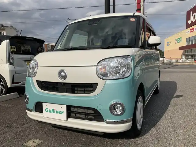 ダイハツ ムーヴ キャンバス X メイクアップ リミテッド SAⅢ 滋賀県 2019(平31)年 2.9万km パールホワイトⅢ/ファインミントメタリック 2トーン ワンオーナー/車検8年3月まで/パナソニックメモリナビ（CN-RE05WD）/　フルセグテレビ　DVD再生機能/　Bluetooth対応/パノラミックビューモニター/両側パワースライドドア/保証書/取扱説明書/スペアキーあり/JAAA検査実施済み車両/