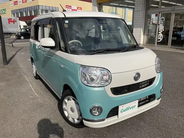 ダイハツ ムーヴ キャンバス X メイクアップ リミテッド SAⅢ 滋賀県 2019(平31)年 2.9万km パールホワイトⅢ/ファインミントメタリック 2トーン ワンオーナー/車検8年3月まで/パナソニックメモリナビ（CN-RE05WD）/　フルセグテレビ　DVD再生機能/　Bluetooth対応/パノラミックビューモニター/両側パワースライドドア/保証書/取扱説明書/スペアキーあり/JAAA検査実施済み車両/