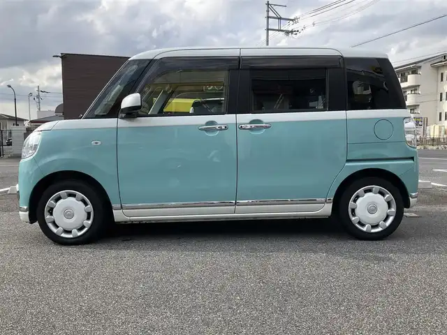 ダイハツ ムーヴ キャンバス X メイクアップ リミテッド SAⅢ 滋賀県 2019(平31)年 2.9万km パールホワイトⅢ/ファインミントメタリック 2トーン ワンオーナー/車検8年3月まで/パナソニックメモリナビ（CN-RE05WD）/　フルセグテレビ　DVD再生機能/　Bluetooth対応/パノラミックビューモニター/両側パワースライドドア/保証書/取扱説明書/スペアキーあり/JAAA検査実施済み車両/