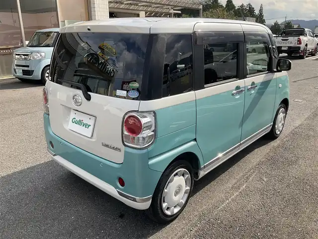 ダイハツ ムーヴ キャンバス X メイクアップ リミテッド SAⅢ 滋賀県 2019(平31)年 2.9万km パールホワイトⅢ/ファインミントメタリック 2トーン ワンオーナー/車検8年3月まで/パナソニックメモリナビ（CN-RE05WD）/　フルセグテレビ　DVD再生機能/　Bluetooth対応/パノラミックビューモニター/両側パワースライドドア/保証書/取扱説明書/スペアキーあり/JAAA検査実施済み車両/