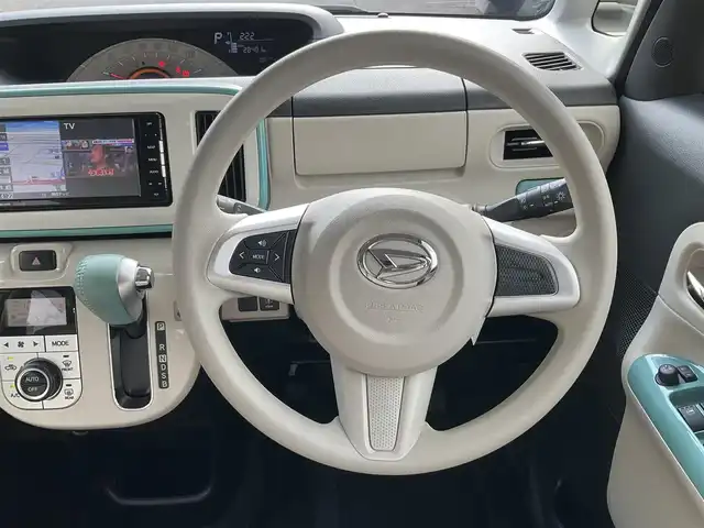 ダイハツ ムーヴ キャンバス X メイクアップ リミテッド SAⅢ 滋賀県 2019(平31)年 2.9万km パールホワイトⅢ/ファインミントメタリック 2トーン ワンオーナー/車検8年3月まで/パナソニックメモリナビ（CN-RE05WD）/　フルセグテレビ　DVD再生機能/　Bluetooth対応/パノラミックビューモニター/両側パワースライドドア/保証書/取扱説明書/スペアキーあり/JAAA検査実施済み車両/
