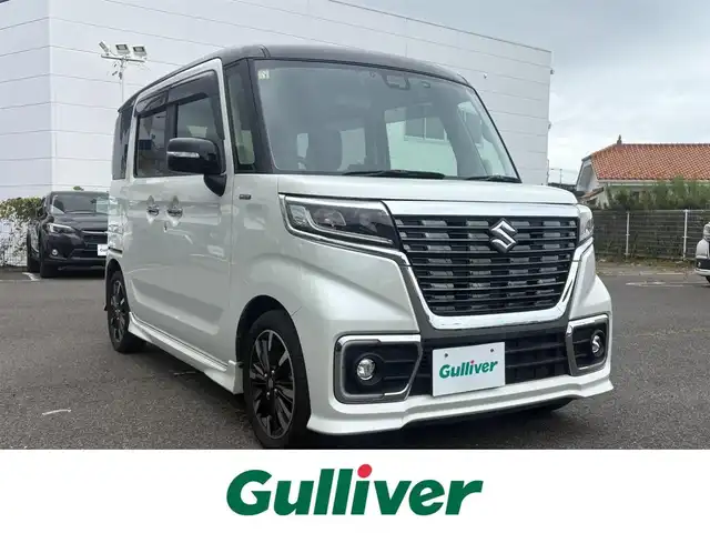 スズキ スペーシア カスタム HYBRID XS ターボ 茨城県 2018(平30)年 9.2万km ピュアホワイトパール/ブラック2トーン 社外ナビ　/-BT/TV/AM/FM/クルーズコントロール　/バックカメラ　/両側パワースライドドア　/ＥＴＣ　/ドライブレコーダー/アイドリングストップ　/D席シートヒーター　/コーナーセンサー　/オートライト　/衝突軽減システム　/盗難防止装置　/純正ＡＷ