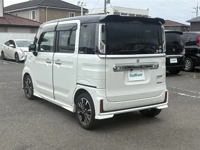 スズキ スペーシア カスタム HYBRID XS ターボ 茨城県 2018(平30)年 9.2万km ピュアホワイトパール/ブラック2トーン 社外ナビ　/-BT/TV/AM/FM/クルーズコントロール　/バックカメラ　/両側パワースライドドア　/ＥＴＣ　/ドライブレコーダー/アイドリングストップ　/D席シートヒーター　/コーナーセンサー　/オートライト　/衝突軽減システム　/盗難防止装置　/純正ＡＷ