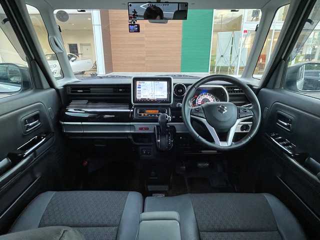 スズキ スペーシア カスタム HYBRID XS ターボ 静岡県 2018(平30)年 5万km ピュアホワイトP 純正ナビCN-RZ83/【CD・ＤＶＤ・フルセグ・ＢＴ・ｉｐｏｄ・USB】/前後ドライブレコーダー/ＥＴＣ/両側パワースライドドア/コーナーセンサー/ヘッドアップディスプレイ/運転席シートヒーター/横滑り防止/アイドリングストップ/ハーフレザーシート/純正フロアマット/純正１５インチAW/オートライト/LEDヘッドライト/スマートキー/プッシュスタート/取扱説明書