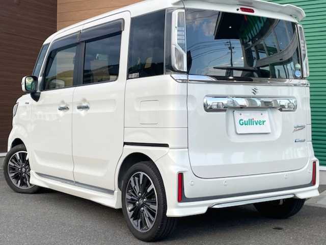 スズキ スペーシア カスタム HYBRID XS ターボ 静岡県 2018(平30)年 5万km ピュアホワイトP 純正ナビCN-RZ83/【CD・ＤＶＤ・フルセグ・ＢＴ・ｉｐｏｄ・USB】/前後ドライブレコーダー/ＥＴＣ/両側パワースライドドア/コーナーセンサー/ヘッドアップディスプレイ/運転席シートヒーター/横滑り防止/アイドリングストップ/ハーフレザーシート/純正フロアマット/純正１５インチAW/オートライト/LEDヘッドライト/スマートキー/プッシュスタート/取扱説明書