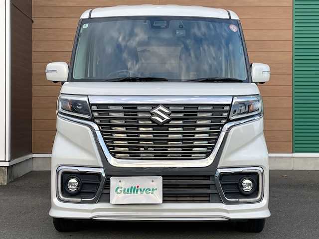 スズキ スペーシア カスタム HYBRID XS ターボ 静岡県 2018(平30)年 5万km ピュアホワイトP 純正ナビCN-RZ83/【CD・ＤＶＤ・フルセグ・ＢＴ・ｉｐｏｄ・USB】/前後ドライブレコーダー/ＥＴＣ/両側パワースライドドア/コーナーセンサー/ヘッドアップディスプレイ/運転席シートヒーター/横滑り防止/アイドリングストップ/ハーフレザーシート/純正フロアマット/純正１５インチAW/オートライト/LEDヘッドライト/スマートキー/プッシュスタート/取扱説明書