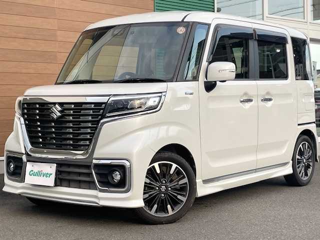 スズキ スペーシア カスタム HYBRID XS ターボ 静岡県 2018(平30)年 5万km ピュアホワイトP 純正ナビCN-RZ83/【CD・ＤＶＤ・フルセグ・ＢＴ・ｉｐｏｄ・USB】/前後ドライブレコーダー/ＥＴＣ/両側パワースライドドア/コーナーセンサー/ヘッドアップディスプレイ/運転席シートヒーター/横滑り防止/アイドリングストップ/ハーフレザーシート/純正フロアマット/純正１５インチAW/オートライト/LEDヘッドライト/スマートキー/プッシュスタート/取扱説明書