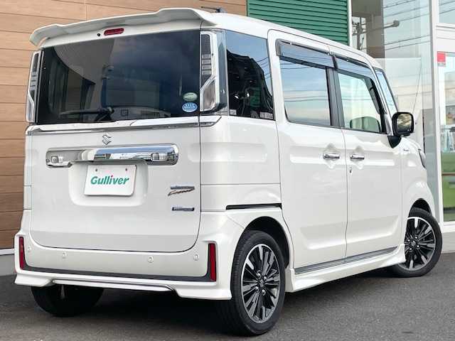 スズキ スペーシア カスタム HYBRID XS ターボ 静岡県 2018(平30)年 5万km ピュアホワイトP 純正ナビCN-RZ83/【CD・ＤＶＤ・フルセグ・ＢＴ・ｉｐｏｄ・USB】/前後ドライブレコーダー/ＥＴＣ/両側パワースライドドア/コーナーセンサー/ヘッドアップディスプレイ/運転席シートヒーター/横滑り防止/アイドリングストップ/ハーフレザーシート/純正フロアマット/純正１５インチAW/オートライト/LEDヘッドライト/スマートキー/プッシュスタート/取扱説明書